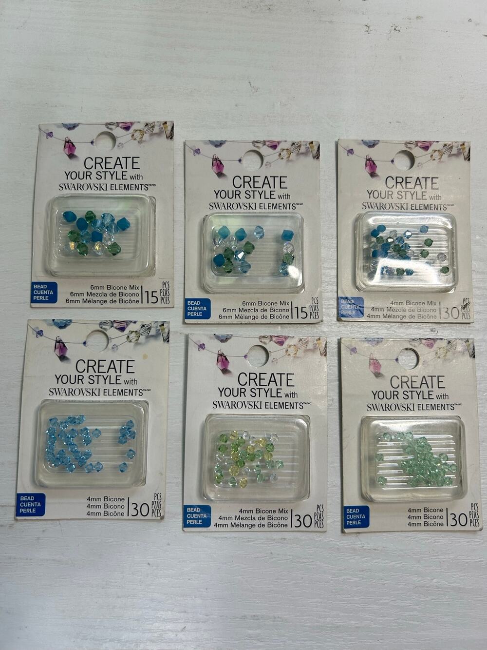 Create Your Style Swarovski Bicone Crystal Bead Lot NOS 6 Pks